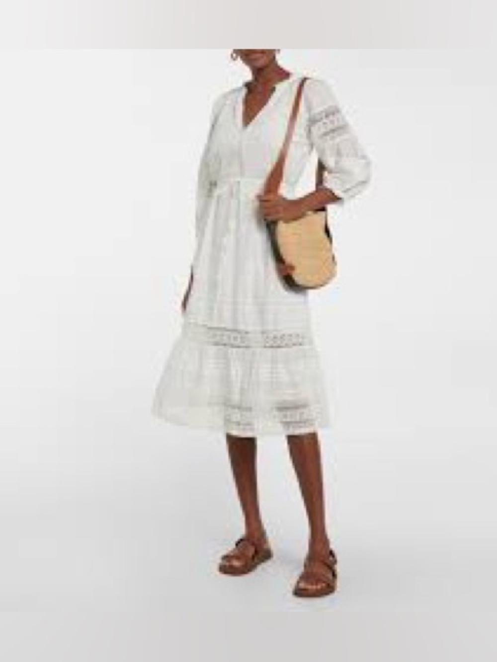 Anthropologie Velvet Chanelle White Eyelet Cotton Midi Dress M - Picture 6 of 9